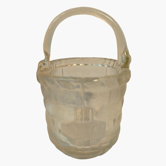 Vintage Clear Glass Miniature Basket - Picture 2 of 6